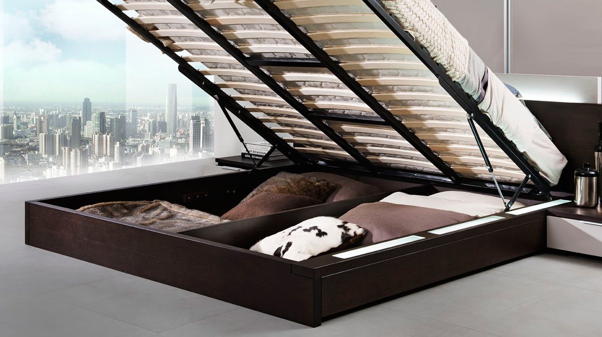 Recámara Modrest Gamma contemporánea de roble marrón con almacenaje - Image 2