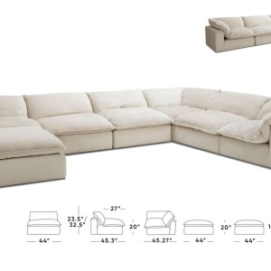 Divani Casa Garman - Sofá seccional moderno en forma de U gris claro