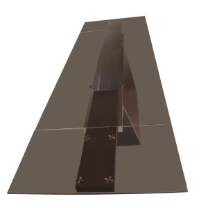 Mesa de comedor extensible moderna Modrest Babia de cristal ahumado y nogal