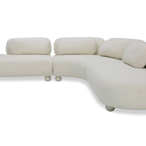 Divani Casa Gilbert - Sofá seccional modular de tela blanca contemporánea
