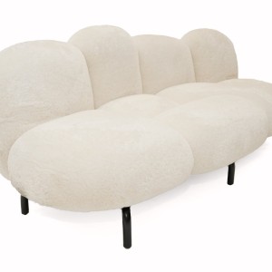 Divani Casa Glaster - Sofá burbuja contemporáneo Sherpa blanco de 88"