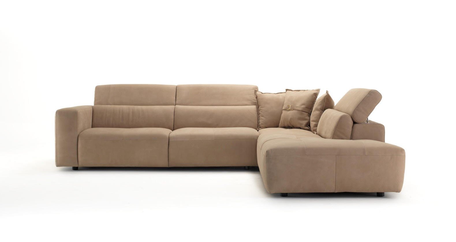 Lamod Italia Grande - Sofá seccional tipo chaise con orientación derecha en piel italiana del desierto