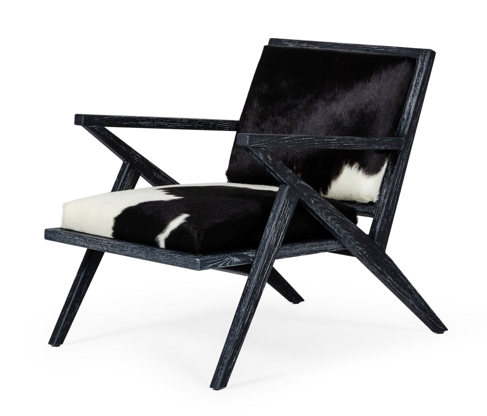 Modrest Hallam - Silla decorativa Glam de piel de vaca en blanco y negro - Image 4