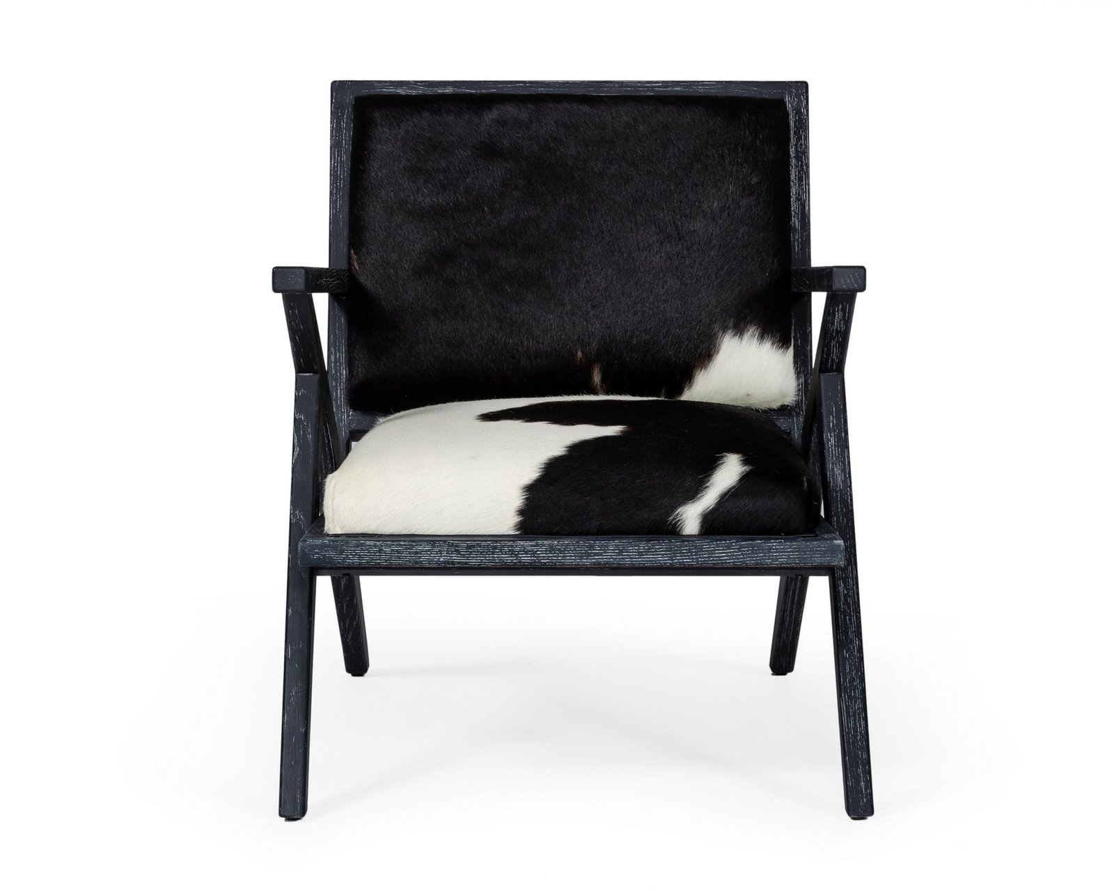 Modrest Hallam - Silla decorativa Glam de piel de vaca en blanco y negro - Image 2