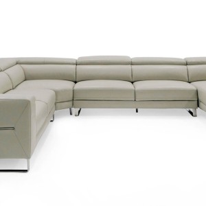 Divani Casa Hawkey - Sofá seccional RAF de cuero gris claro contemporáneo