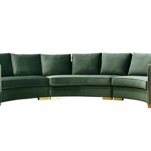 Divani Casa - Sofá seccional curvo moderno de terciopelo verde Ritner