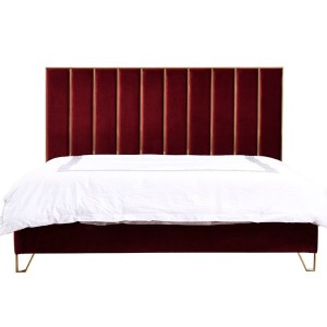 Divani Casa Reyes Recámara moderna de terciopelo rojo y dorado