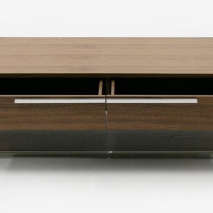 Modrest Heloise - Mesa de centro moderna de nogal y acero inoxidable