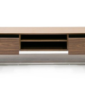 Modrest Heloise - Mueble para TV moderno de nogal y acero inoxidable