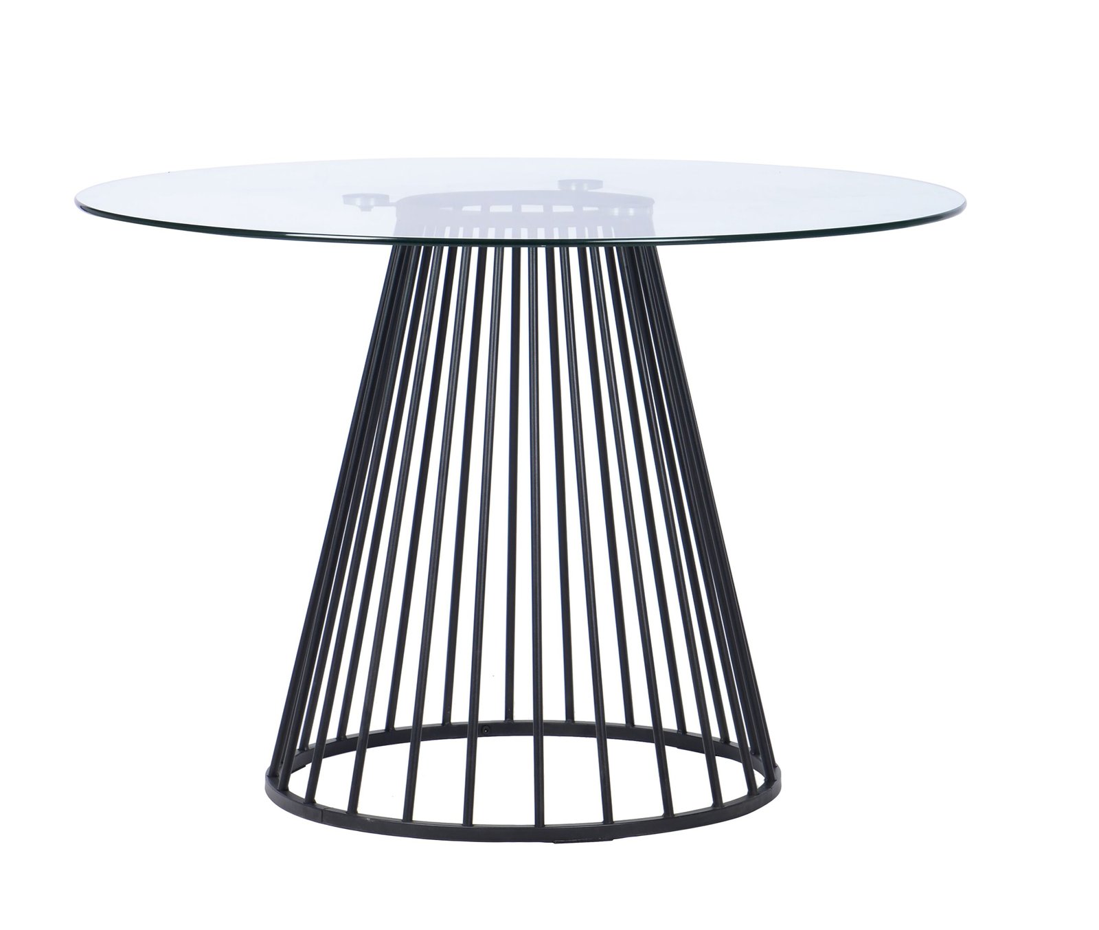 Modrest Holly - Mesa de comedor moderna redonda de vidrio transparente y negro - Image 2