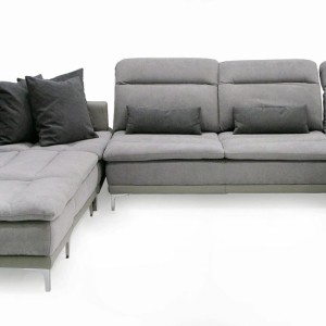 David Ferrari Horizon - Sofá seccional en forma de U de tela gris moderno + cuero gris