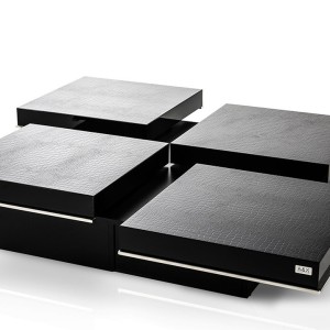 Horizon - Mesa de centro moderna de cocodrilo negro con cuadrados extraíbles