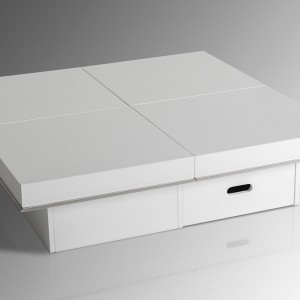 Horizon - Mesa de centro moderna de cocodrilo blanco con cuadrados extraíbles
