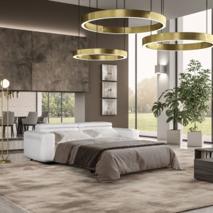 Lamod Italia Icon - Sofá cama italiano moderno de cuero blanco
