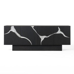 Modrest Impala - Buffet moderno de fresno marrón mate y plata