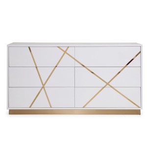 Cómoda Modrest Nixa moderna ancha en blanco y dorado