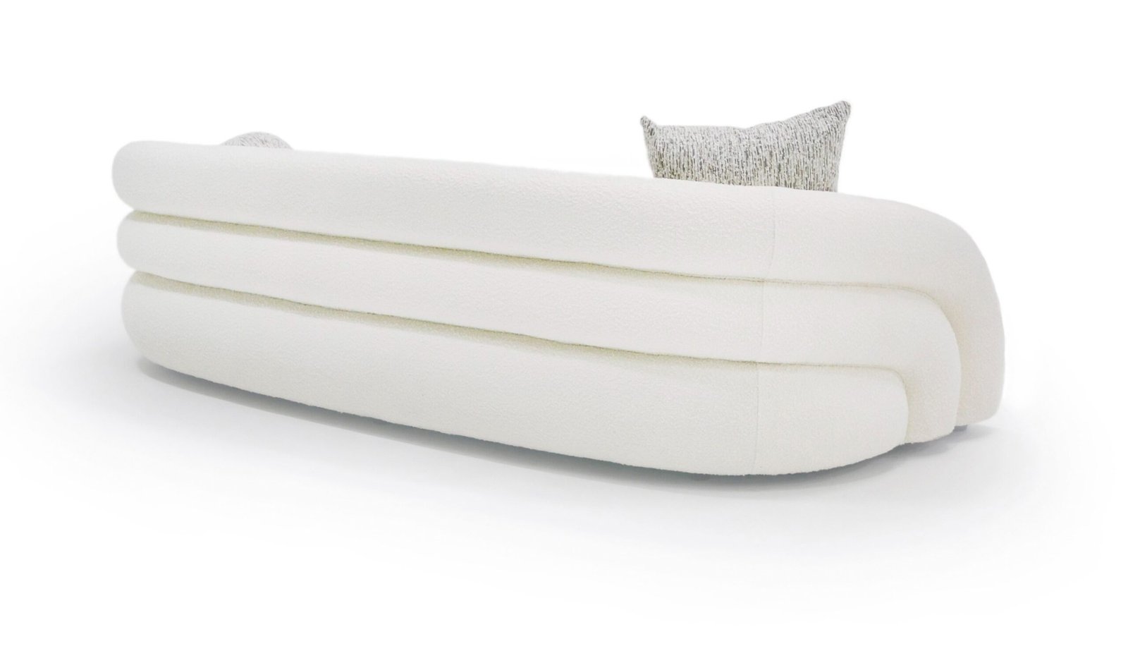 Modrest - Sofá moderno Joshua de 4 plazas curvo de tela blanca y topo - Image 3