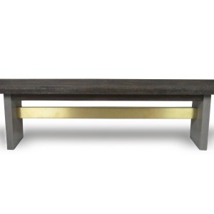 Modrest June - Banco de comedor moderno de hormigón gris oscuro y nogal