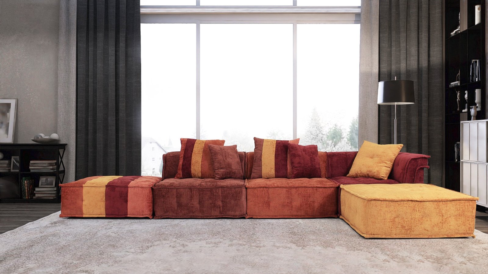 Divani Casa Dubai - Sofá seccional modular moderno de tela multicolor - Image 4
