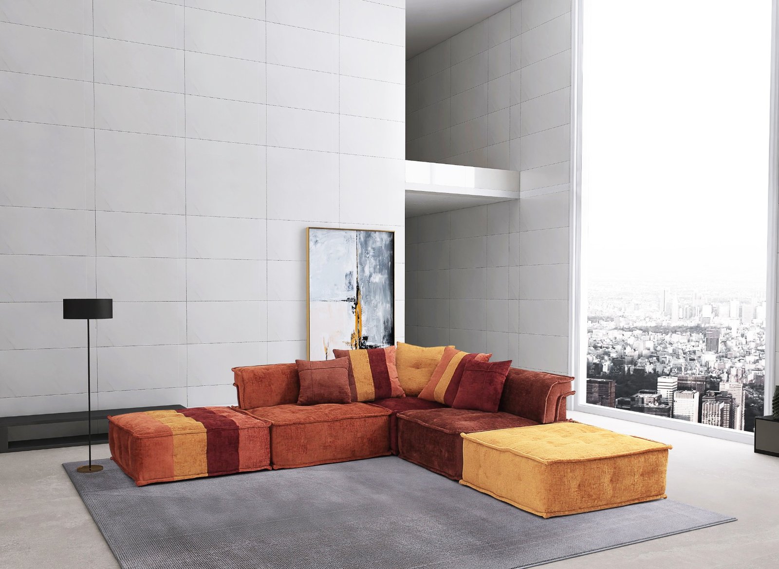 Divani Casa Dubai - Sofá seccional modular moderno de tela multicolor - Image 5