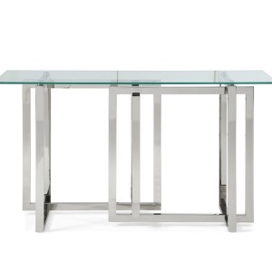 Mesa consola Modrest Valiant moderna de vidrio y acero inoxidable