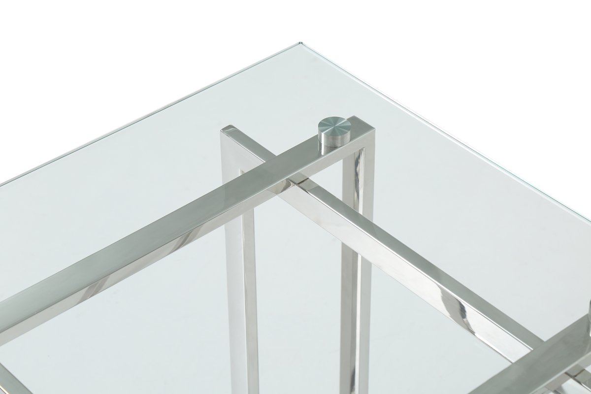 Mesa consola Modrest Valiant moderna de vidrio y acero inoxidable - Image 2