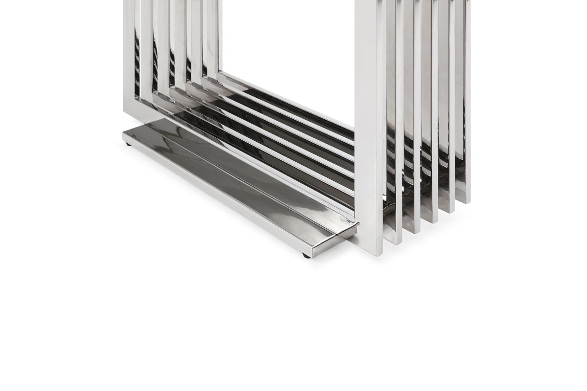 Mesa consola Modrest Kingsley moderna de mármol y acero inoxidable - Image 3