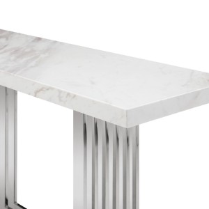 Mesa consola Modrest Kingsley moderna de mármol y acero inoxidable