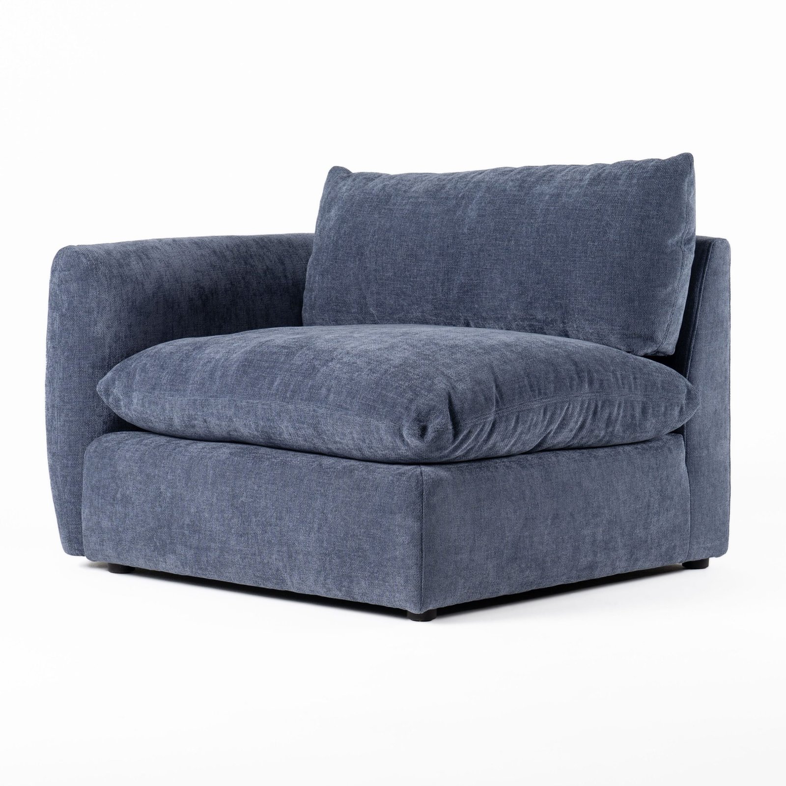 Divani Casa Kinsey – Asiento modular moderno de tela azul orientado hacia la izquierda