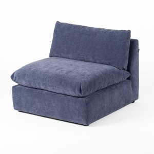 Divani Casa Kinsey - Asiento modular sin brazos de tela azul moderno
