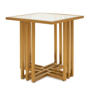 Modrest Kodiak - Mesa auxiliar Glam de cristal transparente y cristal dorado