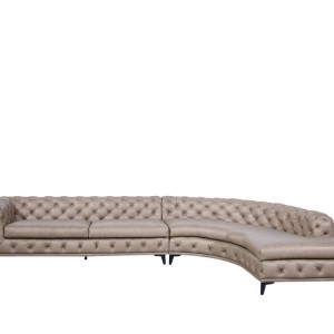 DIvani Casa Kohl - Sofá seccional contemporáneo de forma curvada RAF color canela con chaise