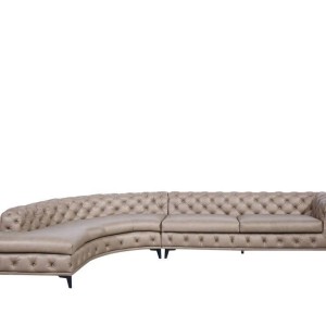 DIvani Casa Kohl - Sofá seccional contemporáneo color canela LAF de forma curvada con chaise