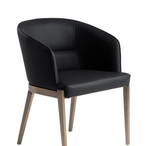 Modrest Kravitz - Silla de comedor moderna de cuero vegano gris oscuro + latón antiguo