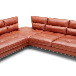 Divani Casa Kudos - Sofá seccional con chaise LAF coñac moderno