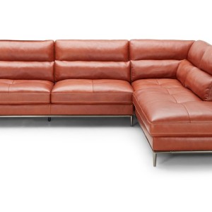 Divani Casa Kudos - Sofá seccional moderno coñac RAF Chaise