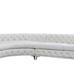 DIvani Casa Kohl - Sofá seccional de forma curva LAF blanco contemporáneo con chaise