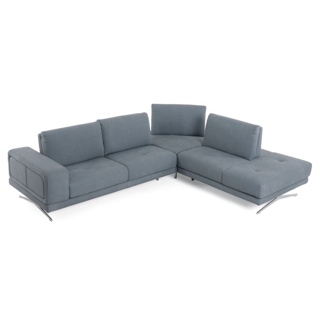 Lamod Italia Mood - Sofá seccional contemporáneo de cuero azul con orientación derecha