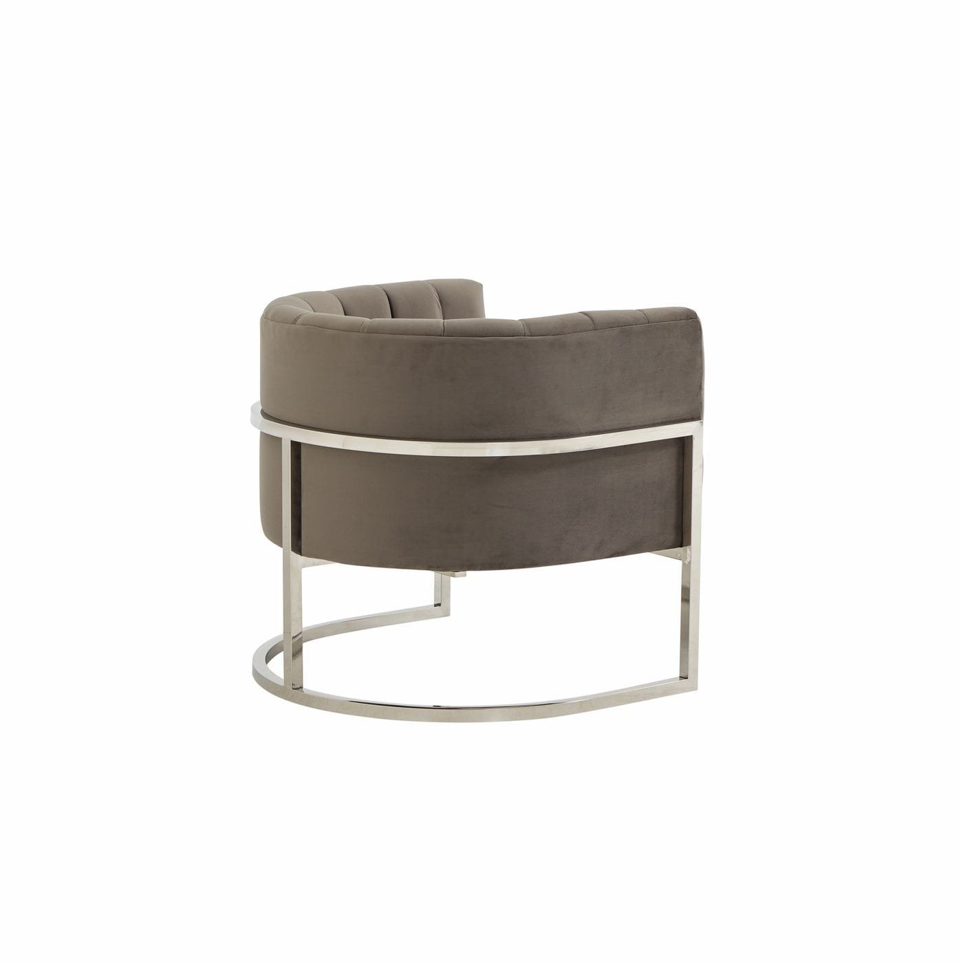 Modrest Landau - Silla decorativa moderna de terciopelo gris y acero inoxidable - Image 3