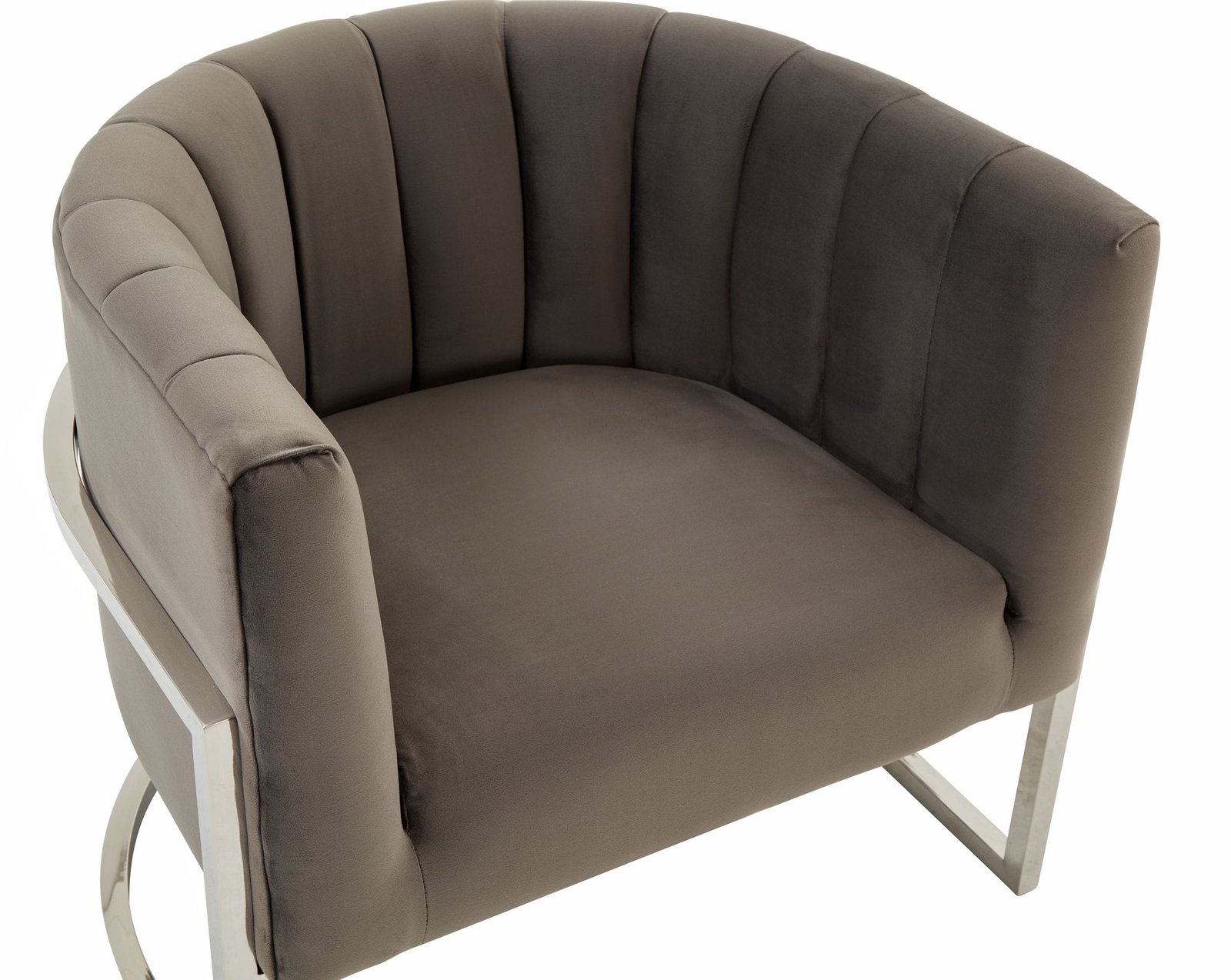 Modrest Landau - Silla decorativa moderna de terciopelo gris y acero inoxidable - Image 4