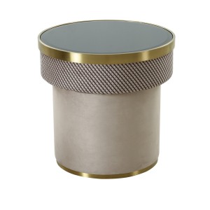 Modrest Larry - Mesa auxiliar de cristal + detalles dorados