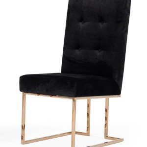 Modrest Legend - Silla de comedor moderna en negro y oro rosa (juego de 2)