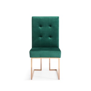 Silla de comedor Modrest Legend moderna de terciopelo verde y oro rosa (juego de 2)
