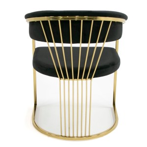 Modrest Linda - Silla de comedor moderna de terciopelo negro y dorado