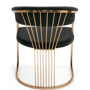 Modrest Linda - Silla de comedor moderna de terciopelo negro y oro rosa