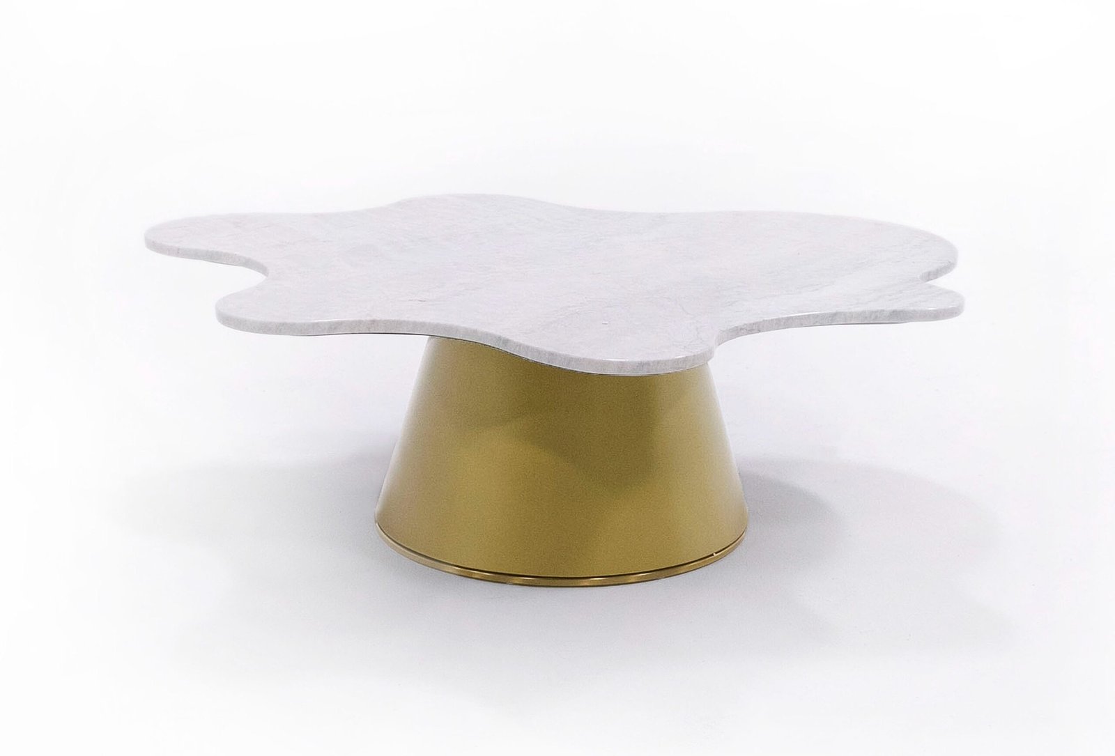Modrest Gabbro High - Mesa de centro Glam de mármol blanco y dorado
