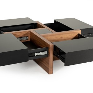 Mesa de centro moderna Modrest Makai en negro y nogal