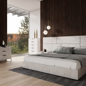 Nova Domus Marbella - Mesita de noche italiana moderna de mármol blanco