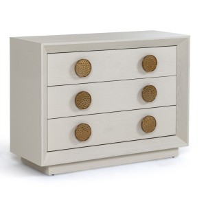 Modrest Marjorie - Mesita de noche moderna en color crema y oro cepillado