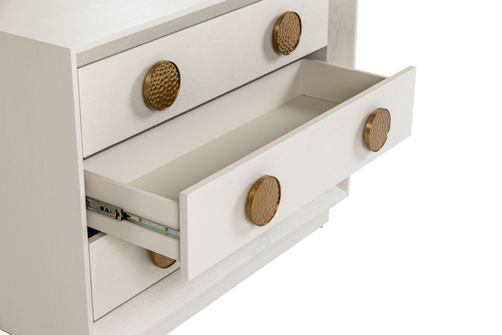 Modrest Marjorie - Mesita de noche moderna en color crema y oro cepillado - Image 2